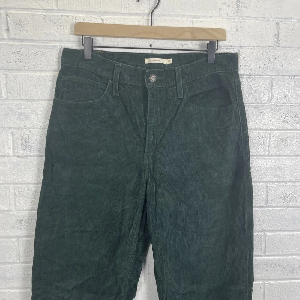 Levis Corduroy 94 Baggy Pants Womens Size 32 Green Straight Leg Pockets